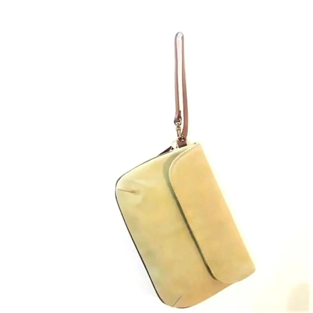 Bath and Body Work's Green Faux Suede Wrislet Hand Bag Purse